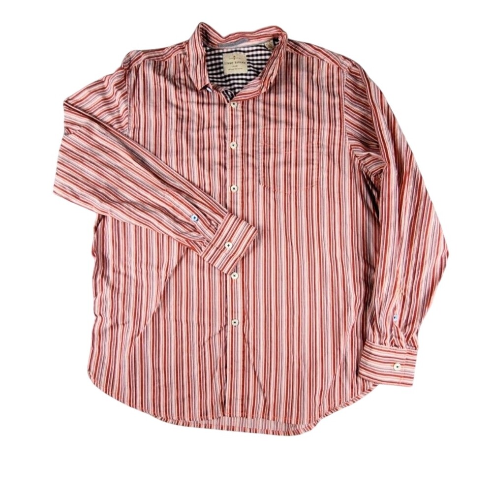 Tommy Bahama Jeans Shirt Mens Large Striped Cotton Long Sleeve Button Up Flaw